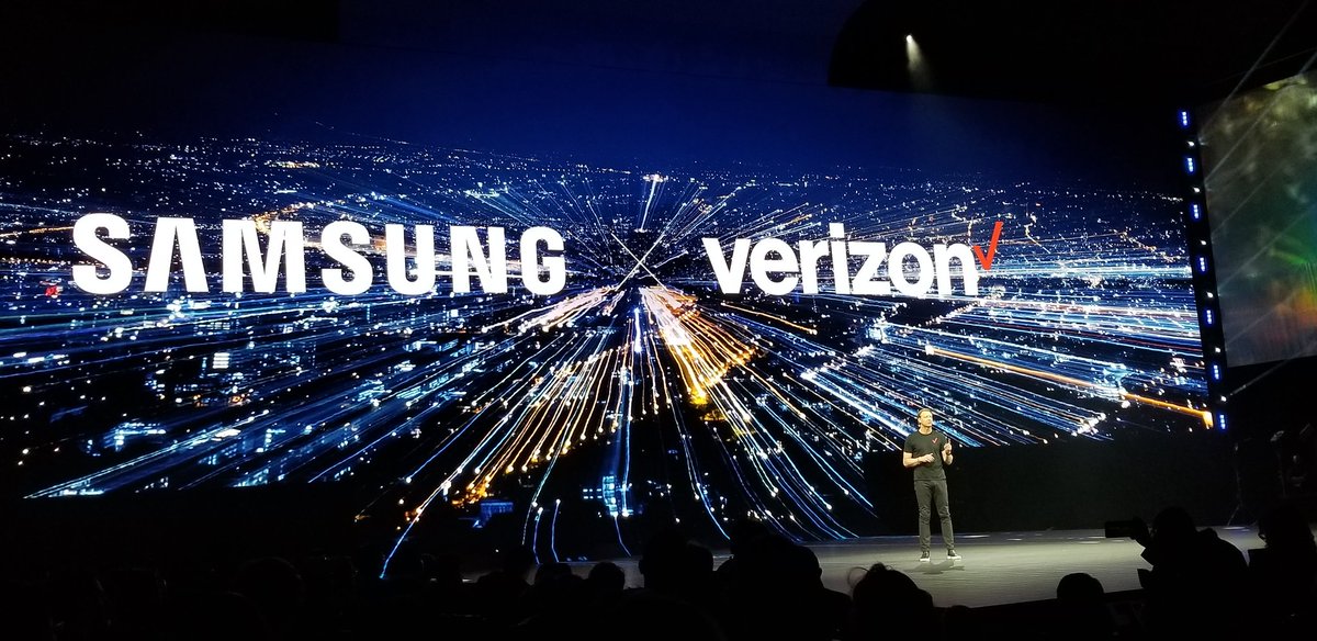 5G smartphone coming soon with Samsung @verizon - Where did Hans get that t-shirt? #Unpacked2019 #VerizonBusiness