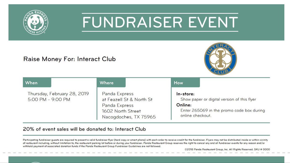 nacinteractclub's tweet photo. Come Down to Panda Express and Mention Interact!!! Great food! And all you have to do is show this flyer!! So exciting!!!!! https://t.co/nTkmaSIMOg