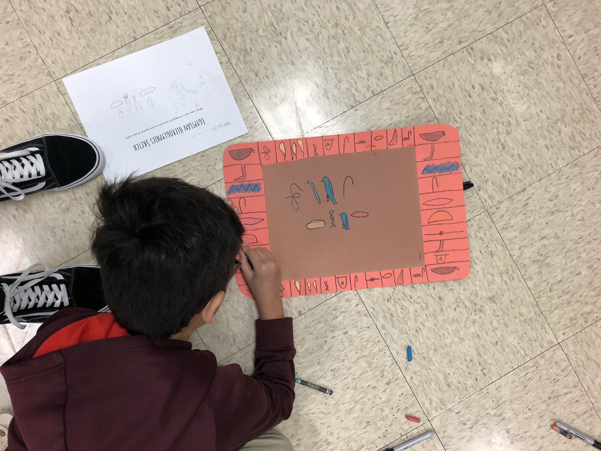 slfinearts's tweet photo. 3rd Grade is wrapping up their Egyptian Hieroglyphics projects! #riddleelementary @RiddleElem @friscofinearts https://t.co/ySZRP8Actc