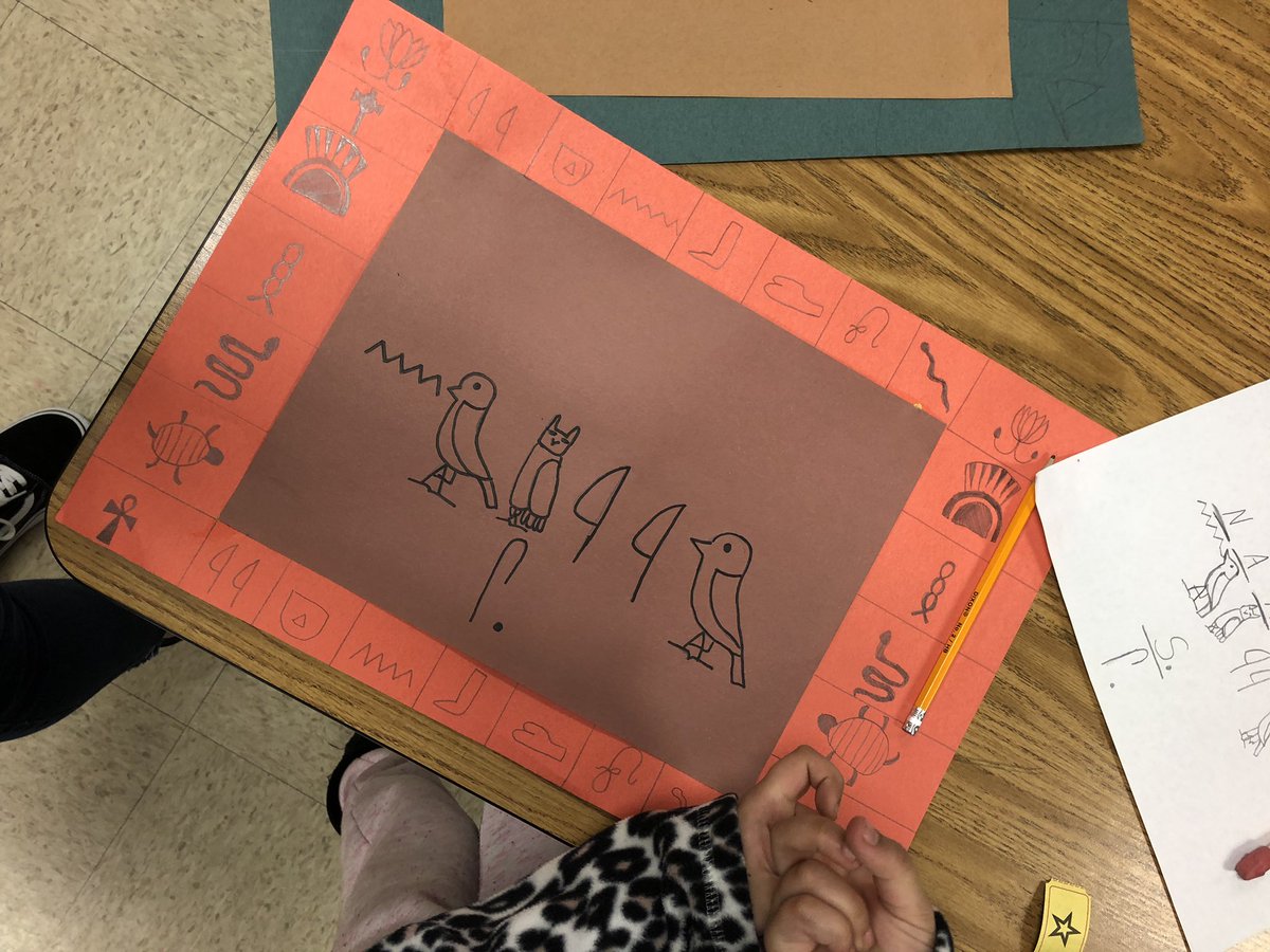 slfinearts's tweet photo. 3rd Grade is wrapping up their Egyptian Hieroglyphics projects! #riddleelementary @RiddleElem @friscofinearts https://t.co/ySZRP8Actc