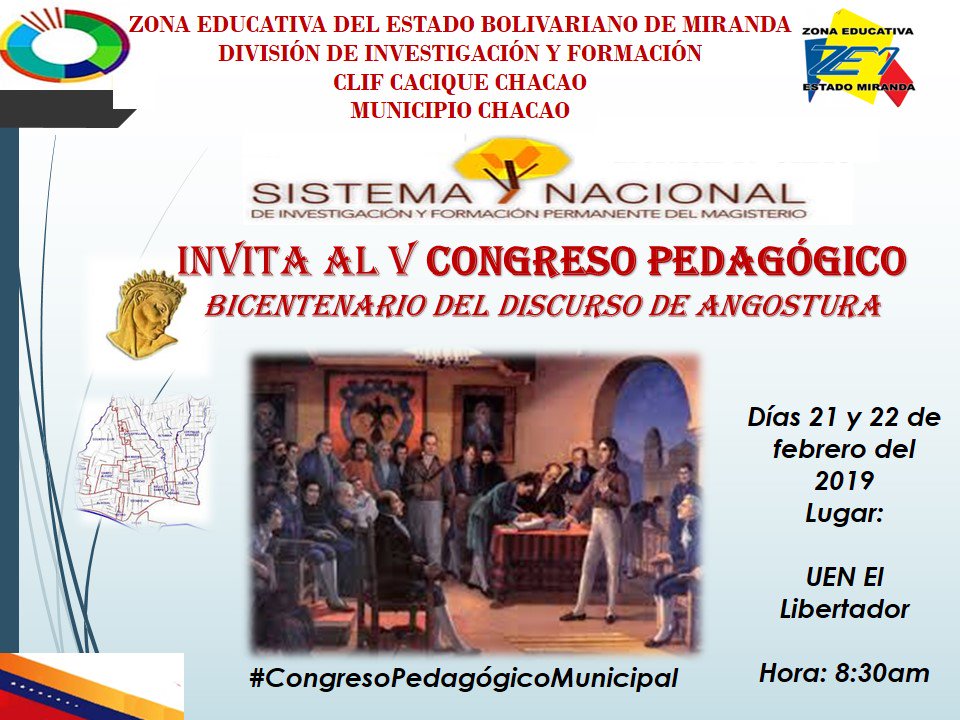 V Congreso Pedagógico Municipal Bicentenario del Discurso de Angostura en Chacao, <a href="/MelysGarcia/">Melys García</a> <a href="/cenamec_centros/">Coordinación Nacional de los Centros</a> <a href="/RaomanyP/">Raomany Pinto</a>