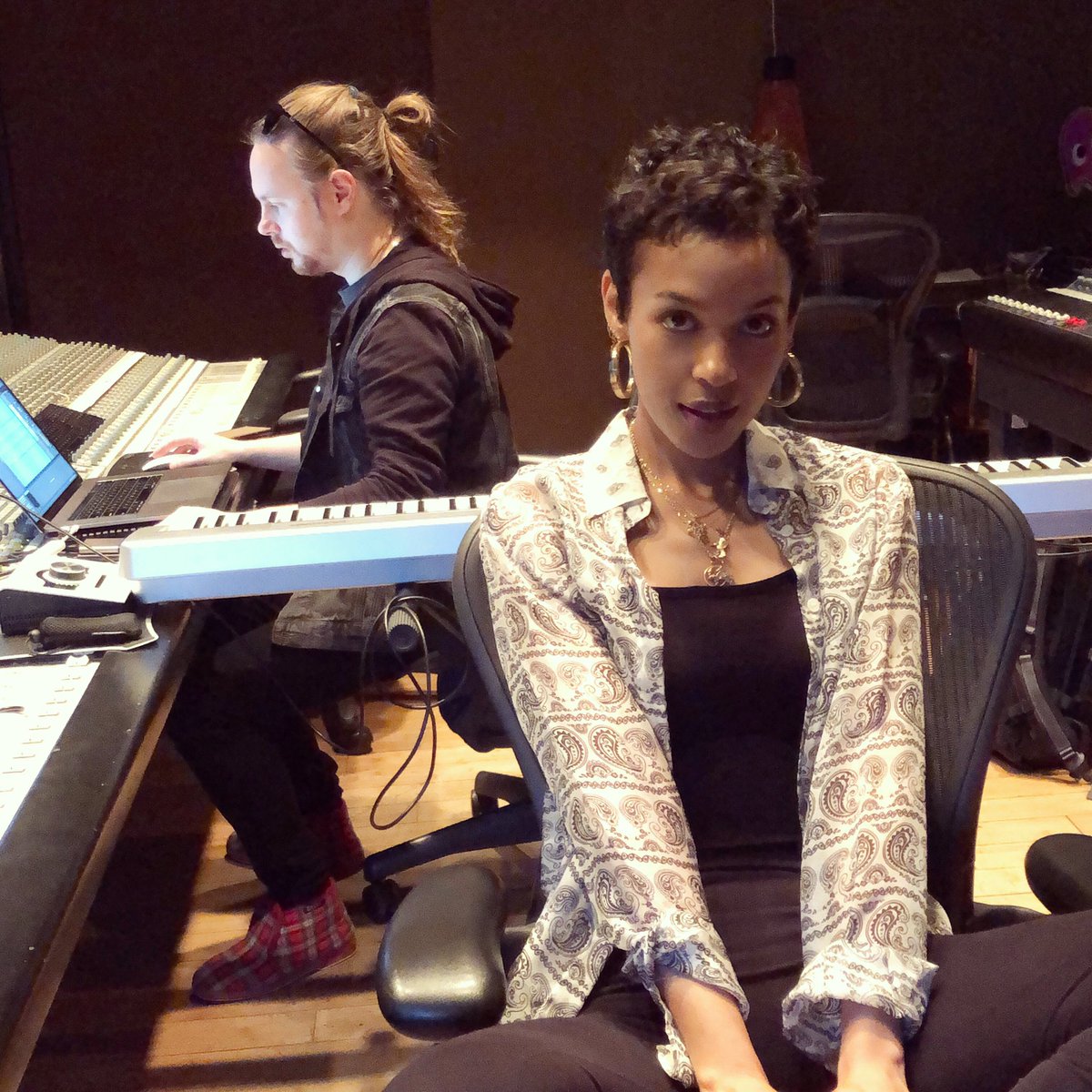 sidibe's tweet image. So grateful to work with this man behind me. #continuecreating