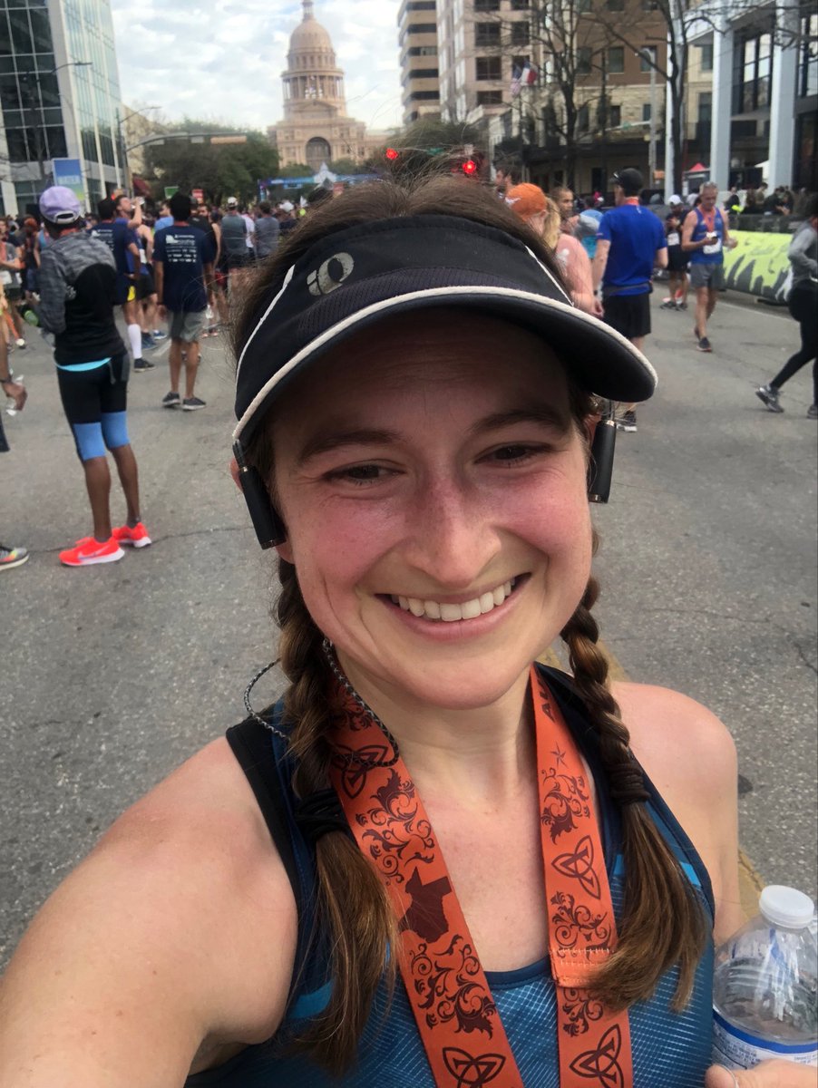 JackieHowardATX's tweet photo. I cried at the finish line @austinmarathon 13.1 last weekend. I don’t even know why I was so moved. My goal was to let go and be free of pace this race and I was. With freedom comes peace and emotional availability. 💖💪 #RunAustin19 https://t.co/GESdYT6JBA