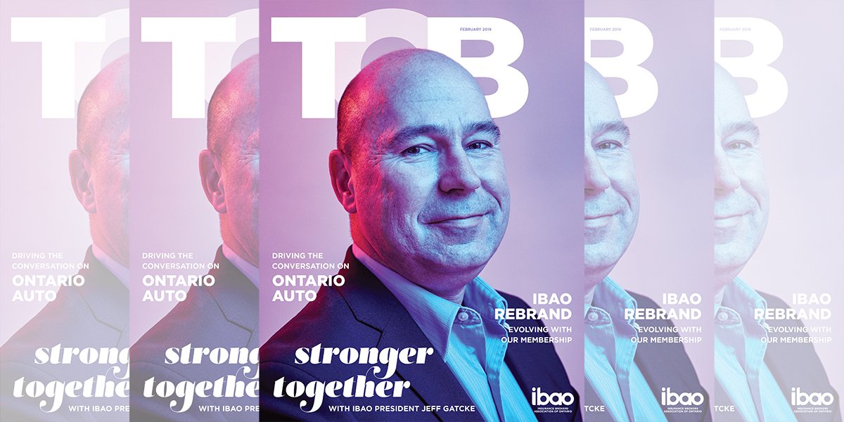IBAOntario's tweet photo. The new issue of TOB is out now! IBAO President Jeff Gatcke demonstrates how brokers are #StrongerTogether and we take an in-depth look at Ontario Auto. #GetRatesRight
https://t.co/csk2PdqbAU https://t.co/g219gzcLV5