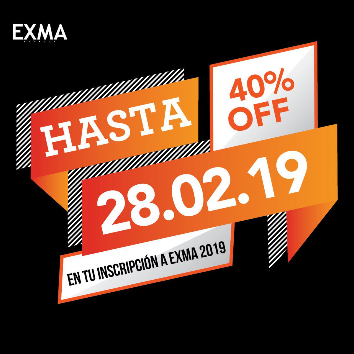 ¿Sabías que este año realizaremos la tercera edición de #EXMA en Ecuador? Te invitamos a <a href="/ExmaEC/">Exma Ecuador</a> Marketing On Demand y te ofrecemos el 40% OFF en tu inscripción para cualquier localidad hasta el 28 de febrero.

Escríbenos y conoce puedes acceder a esta promoción. ¡Te esperamos!