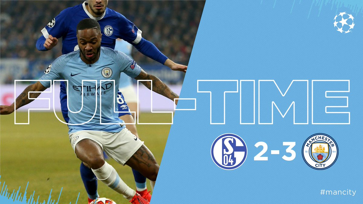 ManCity's tweet photo. FULL-TIME | A bonkers game! 😅

We can only guess what the second leg will bring after that!

🔵 2-3 💙

#s04vcity ⚽️ #mancity https://t.co/D3buqVBGdb