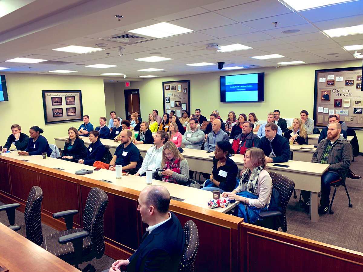 DavidBohmNC's tweet photo. Great job Mason Freeman @WBD_US and Brennan Barber @NCFootballClub leading the Leadership Raleigh Local Government day program this afternoon. Enjoyed having you at @CampbellLawNow. #LR38 @raleighchamber https://t.co/bpDRE4itXl