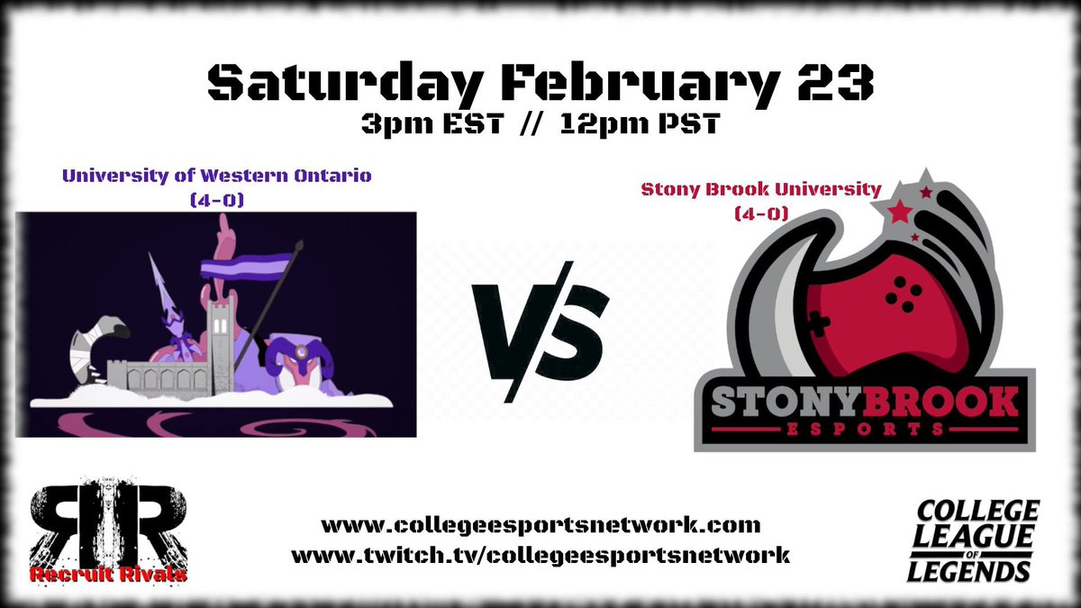 It's a showdown between undefeateds in the East! <a href="/SBUEsports/">Stony Brook Esports</a> <a href="/WesternU/">Western University</a>