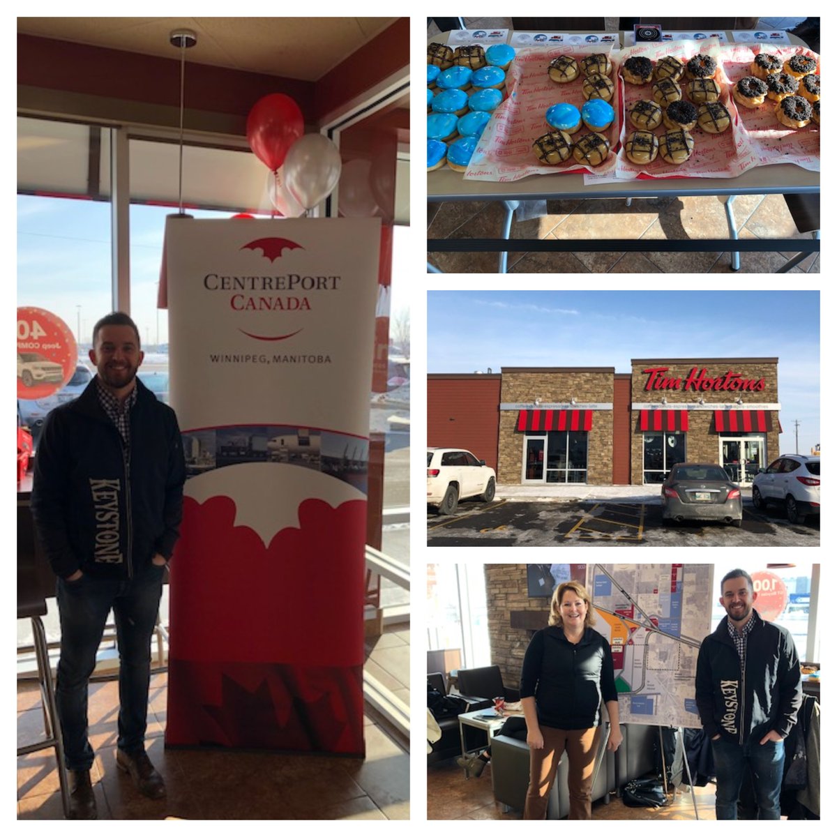 KeystoneWestrn's tweet photo. Thank you @CentrePort for the invite and the delicious donuts today!! #winnipeg #transportation #keystonewestern #manitoba #centreport #donuts #timhortons #logistics #trucking #rail #air https://t.co/uvV9S9jT4B