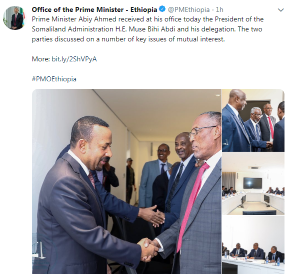 Ladhka's tweet photo. #Nov2014 visit #FM @Ahmshide till @mfaethiopia meeting Pres @musebiihi #Ethiopia never painted  Rep of #Somaliland #ADMINISTRATION WHY NOW? Mistake or if @PMEthiopia reversed, WE CAN also? PEOPLE need ANSWER! Never dream @M_Farmaajo @UN #Somalia reunion  @NEBGET @somalilandmfa https://t.co/JDgNye6Ft9