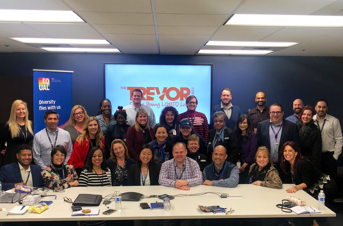 The #LAX @ualEQUAL chapter is proud to partner with the @TrevorProject & host our 1st ever #Ally training. An educational session & powerful partnership! #UA2WinLA @weareunited #beingunited @Auggiie69 @hareloplane @brian_crooks_UA @stephhk @al_pact @JanetLamkin @bj_youngerman