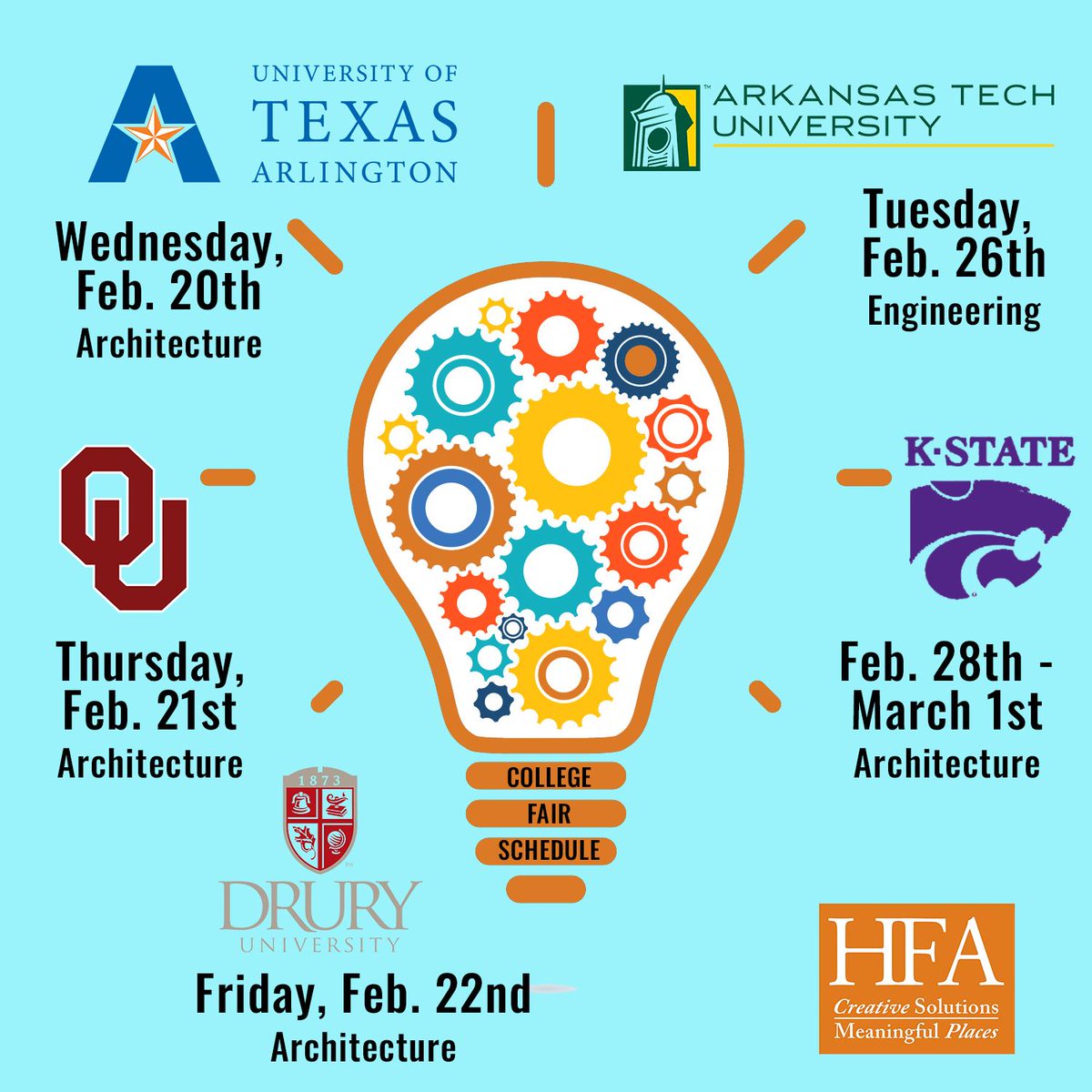 HFA_AE's tweet photo. You say, "College!" I say, "Fairs!" "College - Fairs!" 🏫🚗 HFA's Casting Director is coming to your university's college fair so make sure you come to our booth, talk with Steve, and see why your next stop should be HFA. #HFAatWork #architecture #engineering #students #interns https://t.co/mOKTO2vfEg