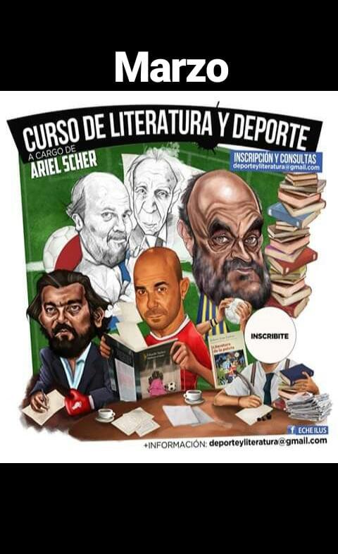 TodoMientrasDie's tweet photo. Los cursos de deporte y literatura de Ariel Scher largan en marzo. Para hablar y para leer a gente así: Fontanarrosa, Soriano, Sacheri, Arlt, Bioy Casares, Borges, Walsh, Juana Manuela Gorriti, Cortázar y más. Escribir a deporteyliteratura@gmail.com. Ni se les ocurra perdérselos. https://t.co/n7ODVf5ddp