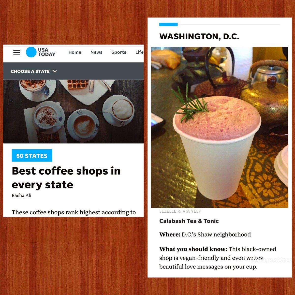 Calabashtea's tweet photo. Ayeeee! ๐๐ฝ We are honoured to be shouted out in @usatoday as the singular representative for Washington DC! After decades of hard work, it seems folks are finally understanding what we were sent to Earth to do ๐ญ๐ . ๐ฟ+ โ๏ธ =๐ฆธ๐ฝโโ๏ธ #calabashtribe #calabashtea #herbalsuperheroes #tea https://t.co/1kEc1Qf9zj