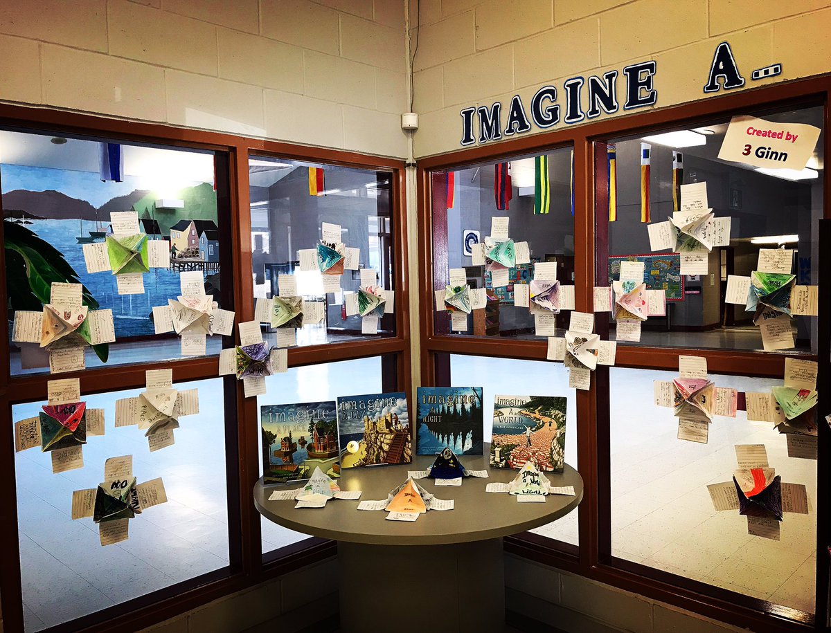 WilliamKingElem's tweet photo. Check out this spectacular Quadrama art done by 3 Ginn using ‘Imagine A...’ books written Sarah L. Thomson and painted by Rob Gonsalves!!!
Great work and thanks for displaying in Library!
#3Ginn #wkes #ImagineA... #robgonsalves https://t.co/uHVq7nCFpT