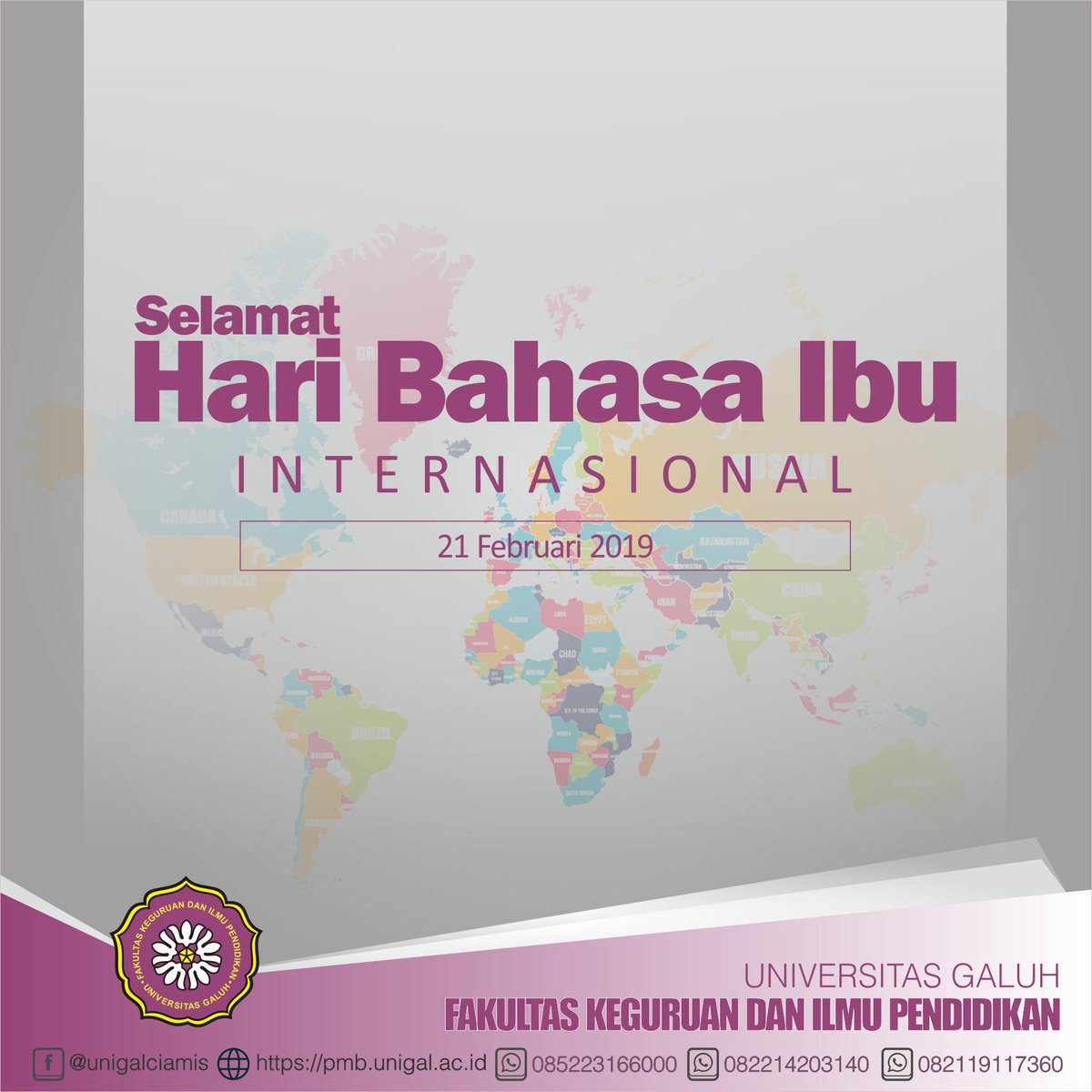 FkipUnigal's tweet photo. Hari Bahasa Ibu Internasional #HariBahasaIbuInternasional 

Fakultas Keguruan &amp; Ilmu Pendidikan Universitas Galuh Menerima Pendaftaran Mahasiswa Baru Tahun Akademik 2019-2020

Hubungi : 085223166000-082214203140-082119117360

#fkipunigal #fkipunigalciamis #pmbfkipunigal2019 https://t.co/ZmGmLBGwW8