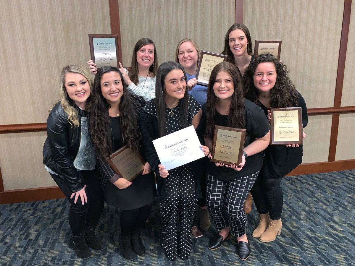 Last night, the Delta Psi chapter of ZTA won multiple awards at Samford's Greek Awards: Outstanding Campus Involvement, Outstanding PR, Outstanding Alumni Relations, Outstanding Service, GPA above All Women's Average, and Purposeful-Faithful-Real Scholarship! Congrats ladies!