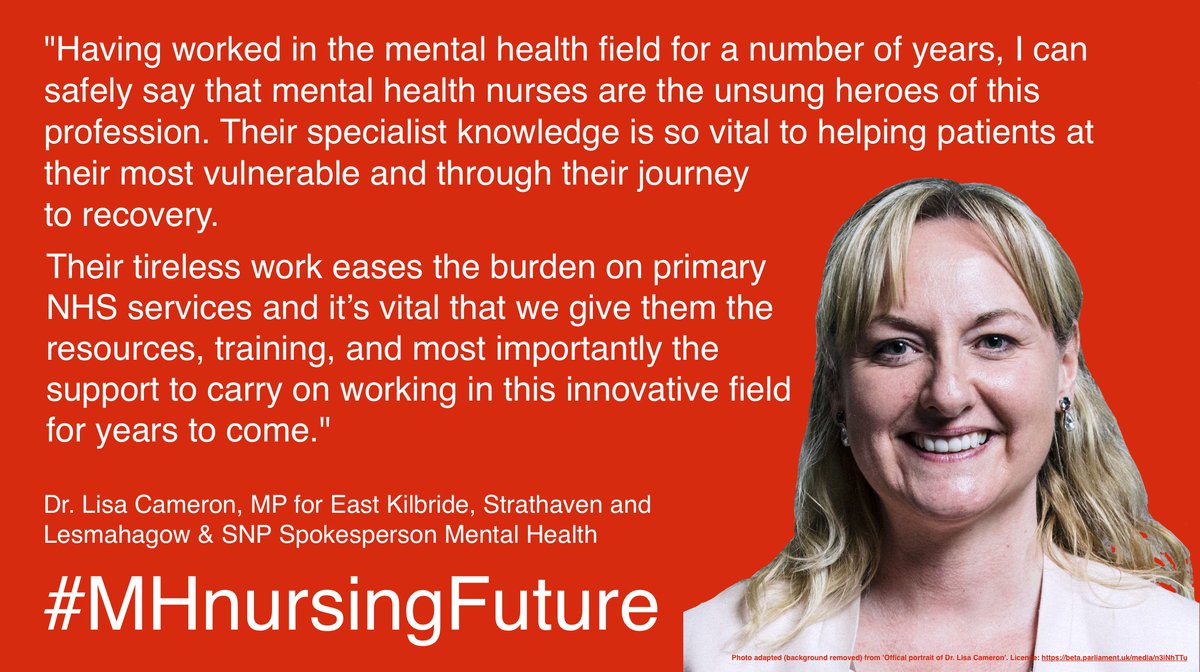 "I can safely say that MH nurses are the unsung heroes of this profession. Their specialist knowledge is so vital to helping patients at their most vulnerable &amp; through their journey to recovery." @DrLisaCameronMP <a href="/MHnursesday/">Mental Health Nurses' Day</a> #MHnursesDay <a href="/MHnursingFuture/">MHnursingFuture</a> #MHnursingFuture