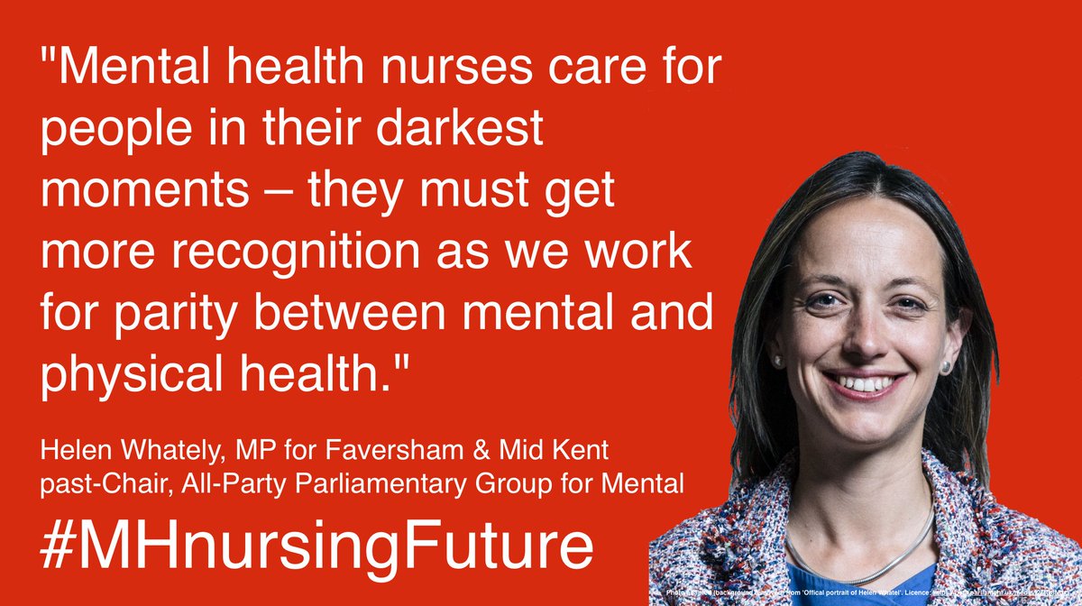 "Mental health nurses care for people in their darkest moments – they must get more recognition as we work for parity between mental and physical health." <a href="/Helen_Whately/">Helen Whately MP</a> <a href="/MHnursesday/">Mental Health Nurses' Day</a> #MHnursesDay <a href="/MHnursingFuture/">MHnursingFuture</a> #MHnursingFuture