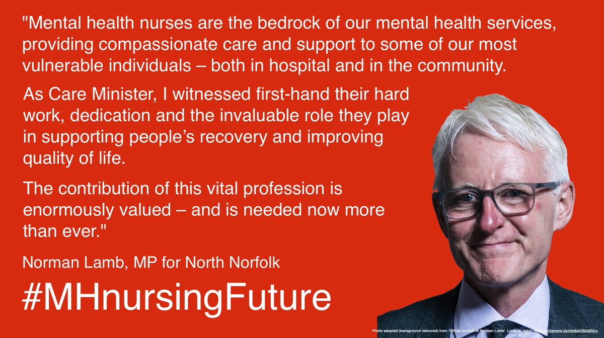 "The contribution of this vital profession is enormously valued – and is needed now more than ever." <a href="/normanlamb/">Norman Lamb</a> <a href="/MHnursesday/">Mental Health Nurses' Day</a> #MHnursesDay <a href="/MHnursingFuture/">MHnursingFuture</a> #MHnursingFuture