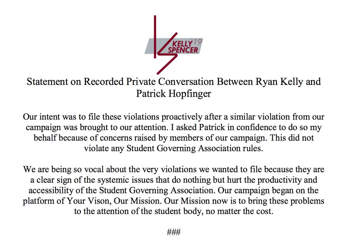 Our statement on the recorded private conversation: