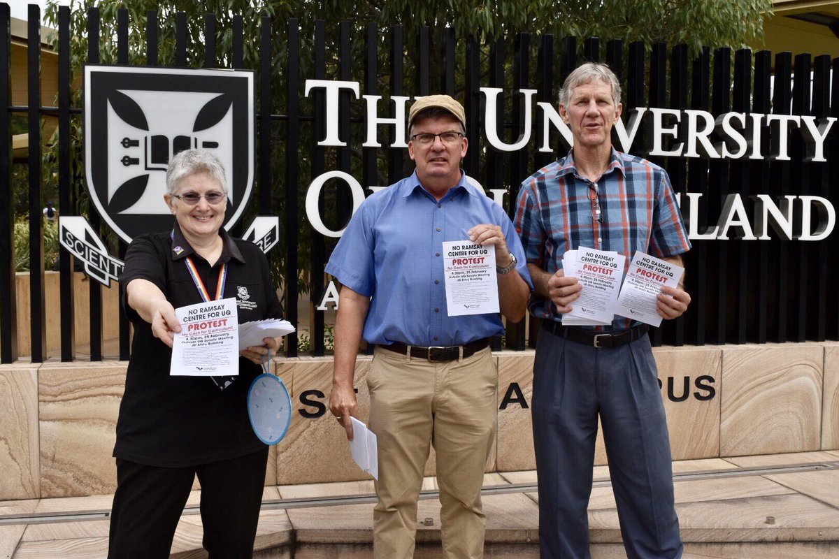 No #RamsayCentre for UQ. Protest 25 Feb 4.30pm outside UQ Senate meeting. Defend #AcademicFreedom #NoCashForCurriculum #UQNotForSale