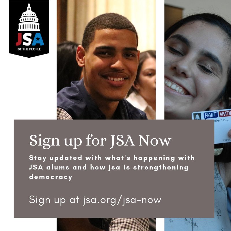 jrstateamerica's tweet photo. find out how a new generation of leaders are challenging hyperpolarization and learning a new way to talk about politics. Sign up for JSA's monthly newsletter at https://t.co/yuVf62V1gx https://t.co/aU0vtcOytU