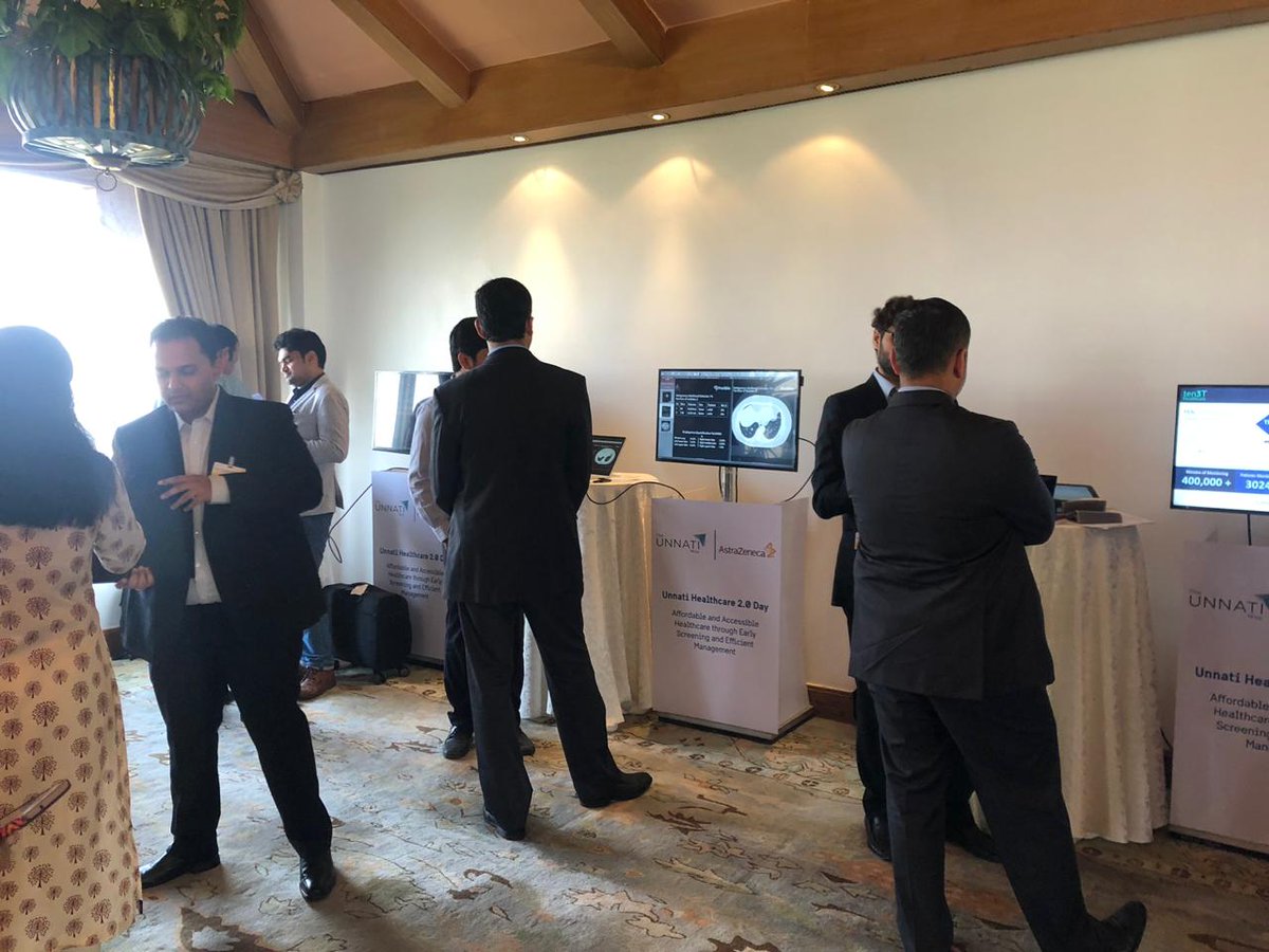 7 selected startups showcasing their products for the Unnati Open Innovation Challenge. The startups will be pitching to <a href="/AstraZeneca/">AstraZeneca</a> to get a chance to work with them in India #NewIndia <a href="/PrinSciAdvGoI/">Principal Scientific Adviser, Govt. of India</a>