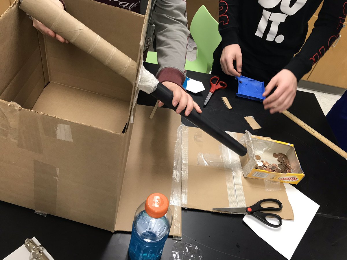 SchottScience's tweet photo. My rm was a MESS 😳🤪 as Sci8 @Wilson_Rams transformed materials into model water transport sys. Strict dimensions. Sys had to withstand weight of many pennies (not as messy as water!) thru mult trials. Lots of exp. design as they integrate their knowledge of phys &amp; nat resources https://t.co/oKCP7SEIbl