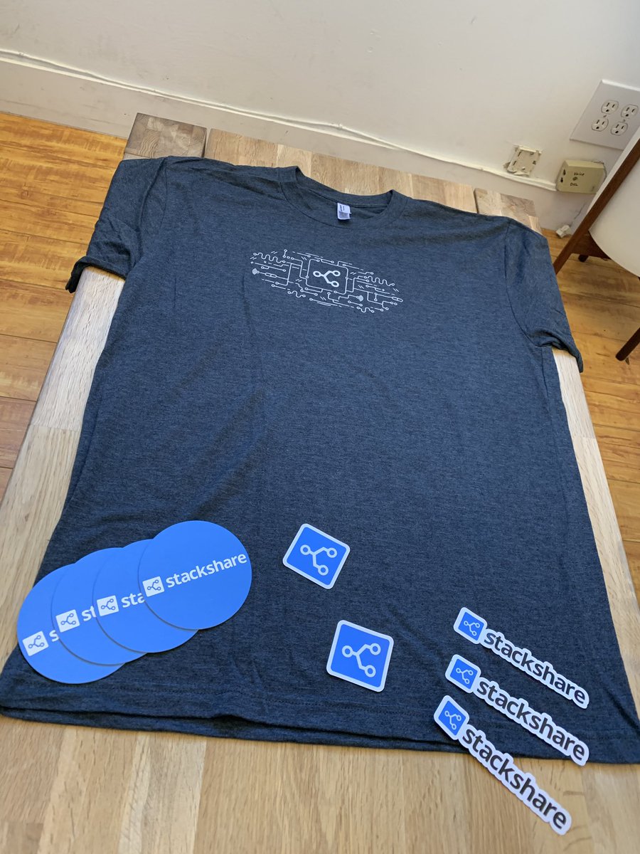 johnnyxbell's tweet image. Come and get your swag tomorrow at @DeveloperWeek! And yes we have women’s sizes! #swag #stackshare