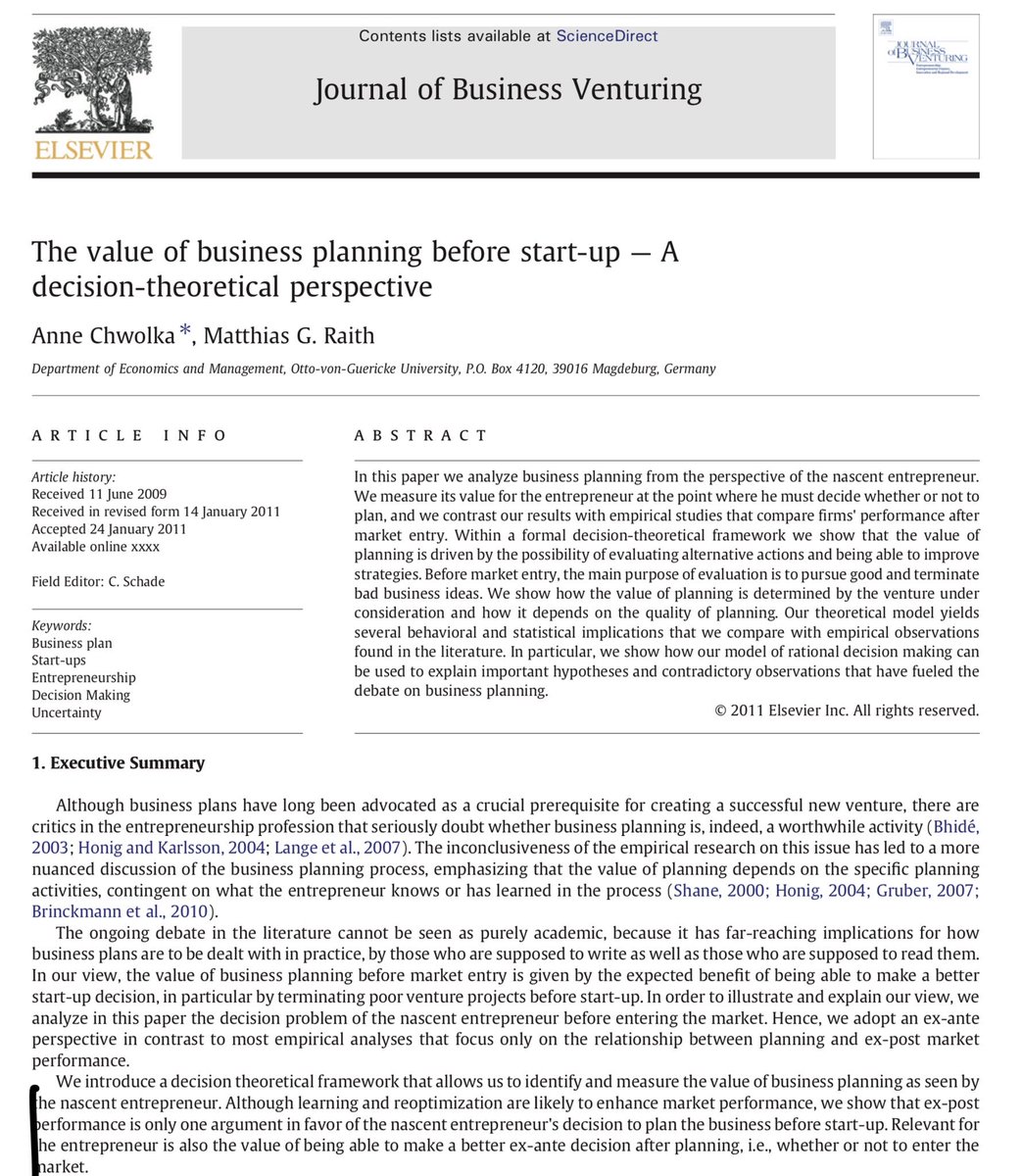 Formal startup business plans may have gone out of style, but study after study shows their value: planning ups the chance of business success by 10%-20% or more! Plans help generate agreement, surface assumptions, ensure things aren’t missed, and highlight potential dangers.