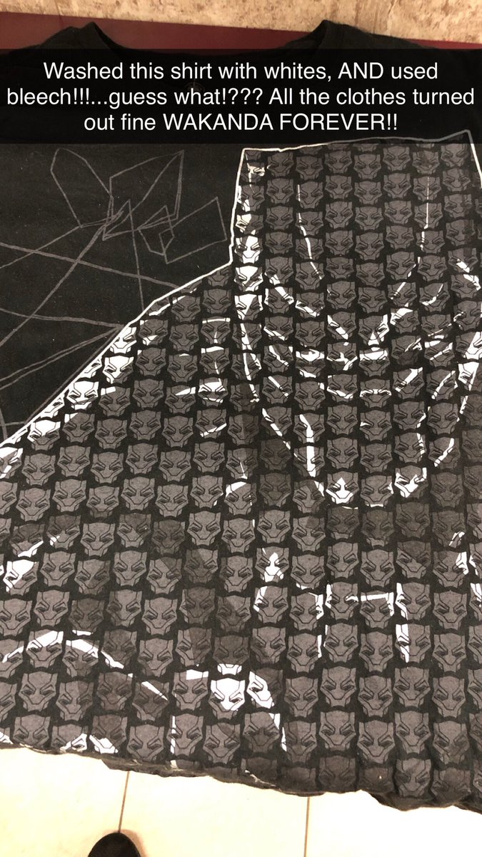 vandellwarren's tweet image. May the power of the #blackpanther live on forever! This shirt fought off 25min of #bleech I will never get rid of this shirt...#wakandaforever
