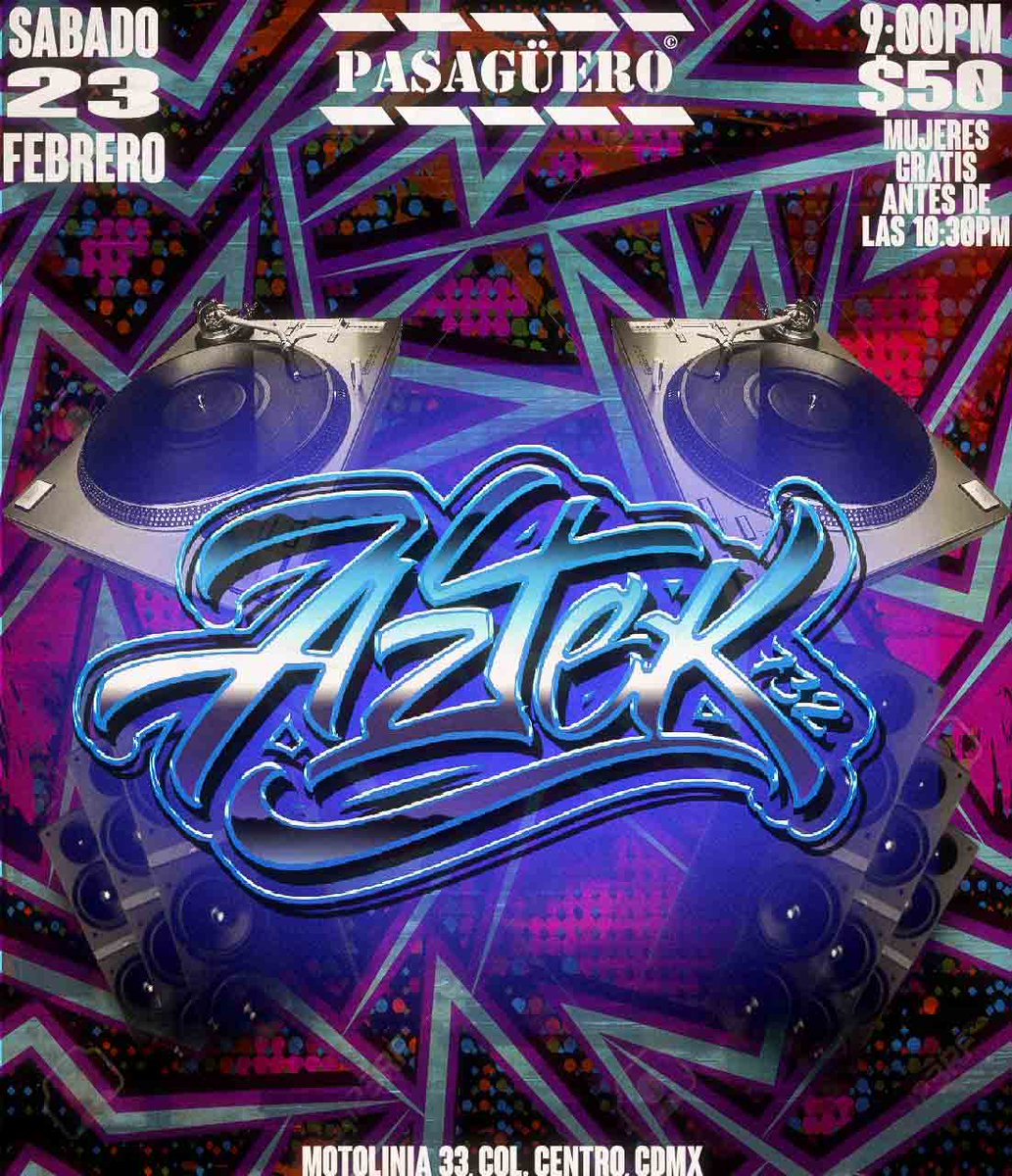 pasaguero's tweet photo. Este sábado después del concierto de #Dharius no te puedes perder una buena fiesta con #Aztek732 que nos pondrá a bailar toda la noche! https://t.co/hkDMu2YKKf
