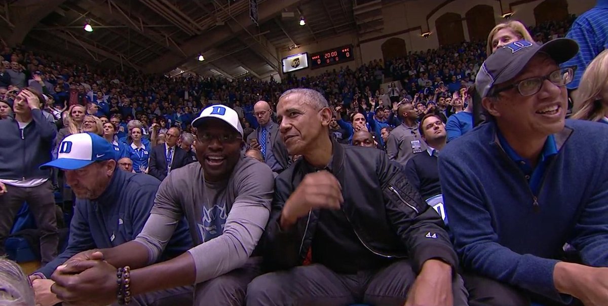 Oh hey, <a href="/BarackObama/">Barack Obama</a> 👋

Welcome to Durham! 🐂🏙🏀