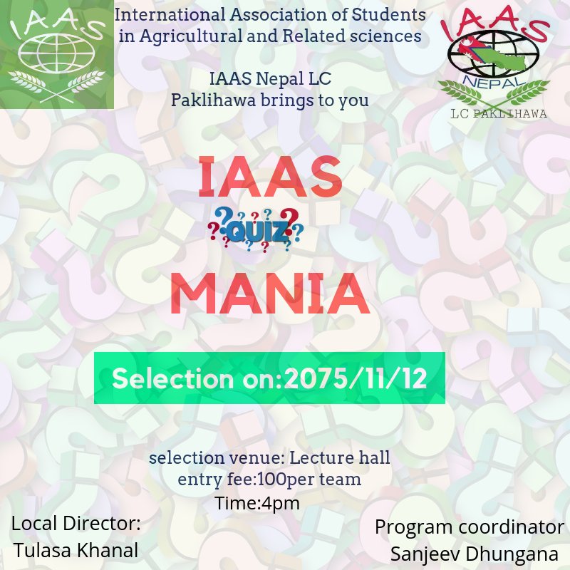 IAASNepalPak's tweet photo. Here you go for another opportunity to explore yourself!! 
Get your knowledge tested!! https://t.co/rT7IGjBGfW
