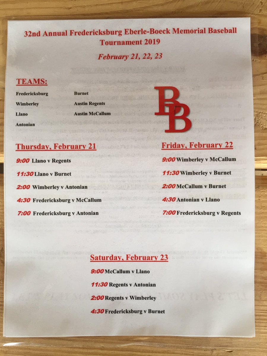 Fbgbaseball's tweet photo. The 32nd Annual Eberle-Boeck Memorial Baseball Tournament is HERE starting tomorrow. #BattlinBillieBaseball #NewSeasonSameGoals #OwnIt #EberleBoeckTourrnament https://t.co/bze4Fh1Oiv