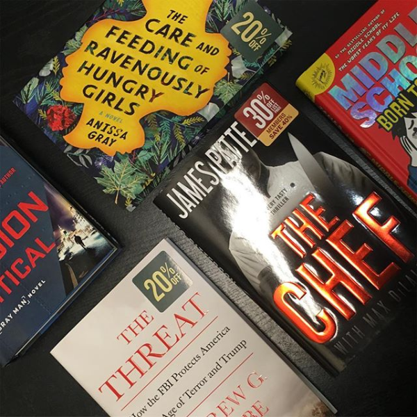 BNFullertonBuzz's tweet photo. What are you reading? Any of this week's #newrelease titles by #jamespatterson #anissagray #markgreaney and #andrewmccabe? Remember that #memberssaveeveryday! #bnbookpassion #bntheknow https://t.co/75ub0LI75U