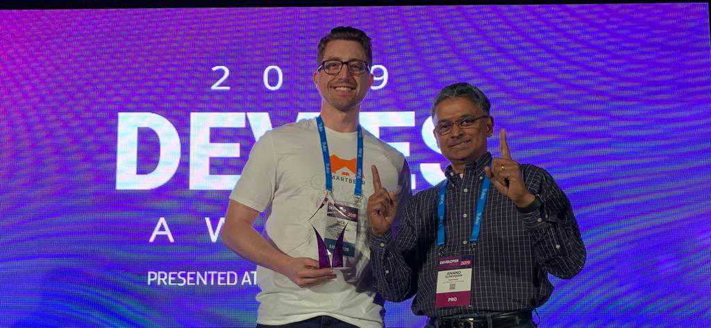 SmartBear's tweet image. What better way to kick-off #DevWeek2019 than with a #DEVIES Award? We&apos;re so excited to win the DEVIES for @TestComplete! @DeveloperWeek