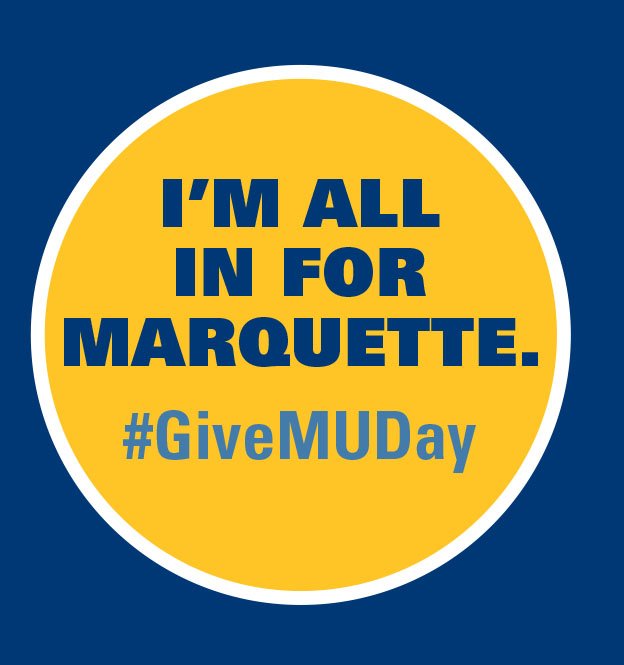 Ellen C. Carlson, <a href="/MUNurses/">Marquette Nursing</a> ’11, will donate $1 for every retweet or like of this tweet for #GiveMUDay, up to $500. Happy Give Marquette Day! #WeAreMarquette