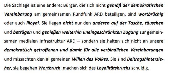 Auszug aus dem Framing-Gutachten der ARD (Seite 63). So in etwa muss es wohl in den Anfangstagen der DDR ausgesehen haben.