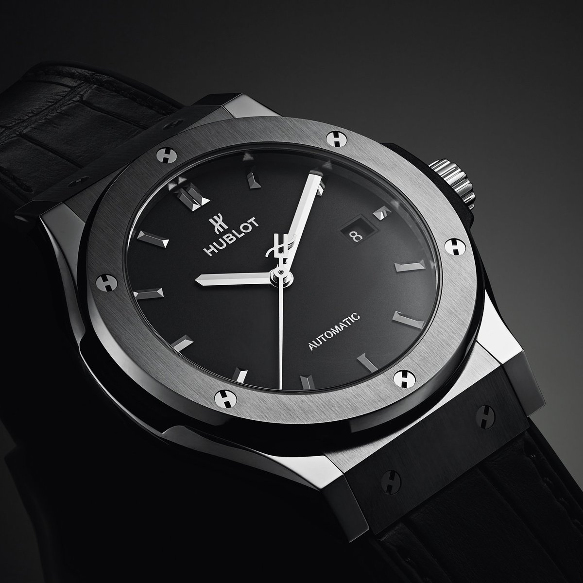 Choose high performing functionality and technology paired with stylish and sleek materials and silhouettes in this <a href="/Hublot/">Hublot</a> Classic Fusion Titanium watch.