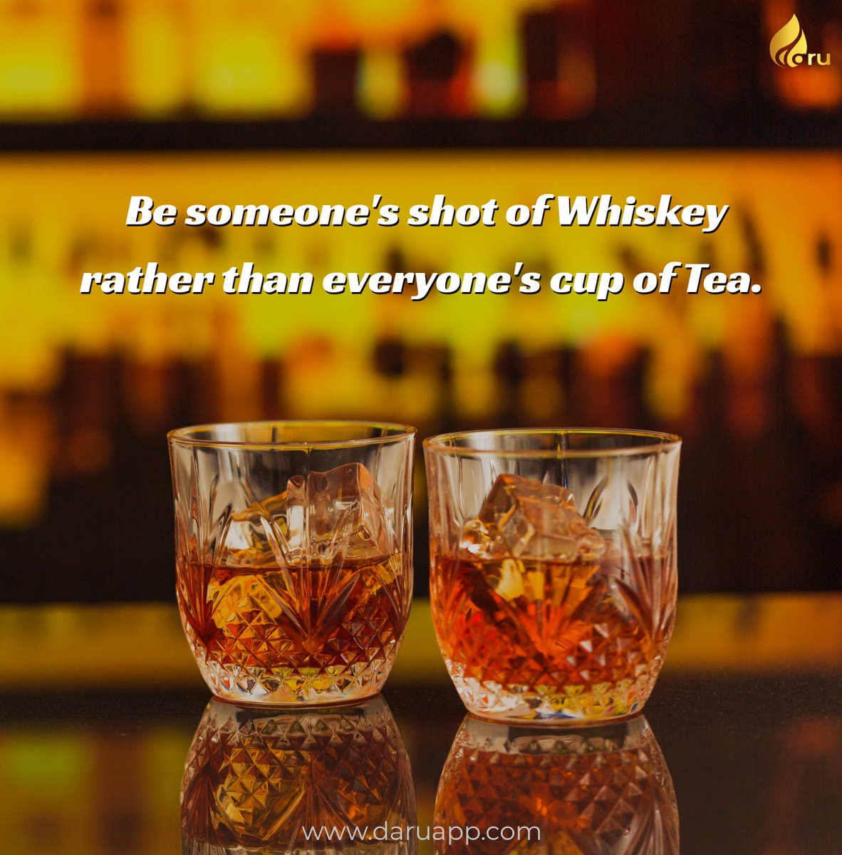 daruindia's tweet photo. Don't be everyone's cup of tea rather be a shot of whiskey for someone whom you love!
#daru #daruapp #saycheers #talesofdaru #enjoyresponsibly #breakupday #thursdaythoughts #whiskey #cocktail #shotofwhiskey #thoughtoftheday #featured https://t.co/7HV2nYXoPZ