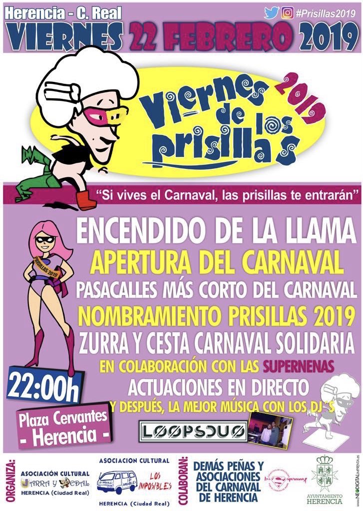LosPrisillas's tweet photo. Cómo van esas #Prisillas2019 ?? Porque en poco más de 24 horas ya estamos liados con el #CarnavalDeHerencia !! Estos son los premiados este año, os esperamos a partir de las 22:00 en la plaza Cervantes!! 💃🏼💃🏼 https://t.co/mkVinCscNX