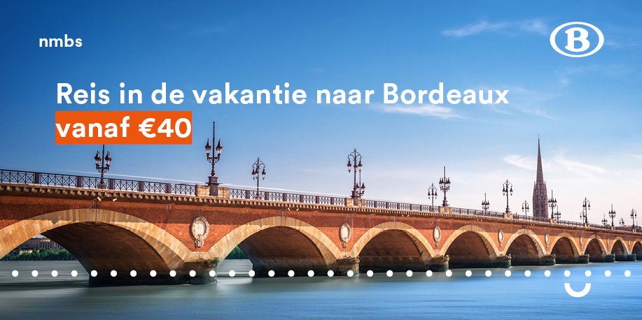 Nieuwe verbinding Brussel-Bordeaux: elke zaterdag van 26/6 t.e.m. 31/8 in amper 4u11 met Thalys Zon. Vanaf vandaag te koop op nmbs-internationaal.com/NL/Treinen/Tha…