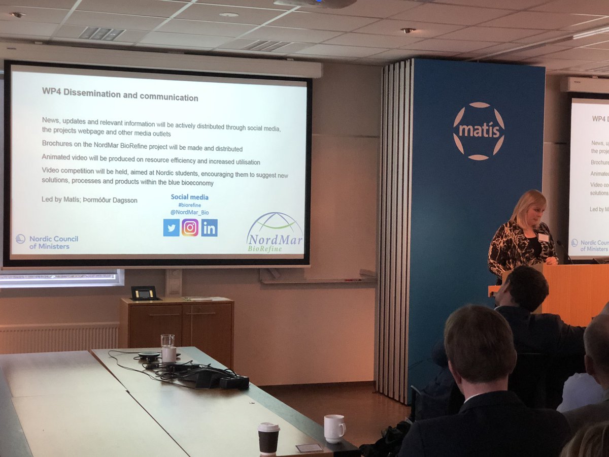 MatisIceland's tweet photo. @BryndisBjornsd presenting @NordMar_Bio at the @NordMar_ kickoff meeting. @IcelandNordicCo #biorefine #norden2019 #bluebio https://t.co/MizMUxImEJ