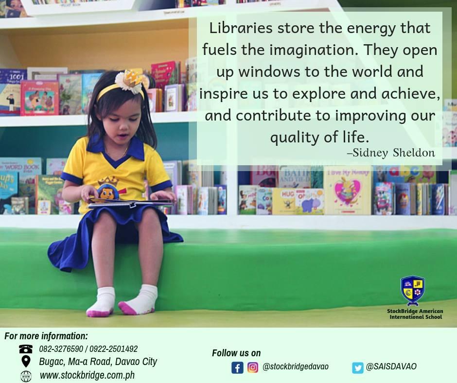 StockBridgeIntl's tweet photo. Libraries store the energy that fuels the imagination. 
They open up windows to the world and inspire us to explore and achieve, and contribute to improving our quality of life. –Sidney Sheldon

#Preschoolers #k12programs #earlychildhoodprogram
https://t.co/CUbqroZHDR https://t.co/BIb3jvKKrH