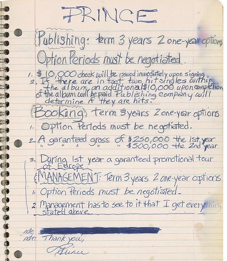 peter_lodder's tweet image. Prince did this in 1977 (Via @candyTman) #negotiating #firstcontract #collectibles