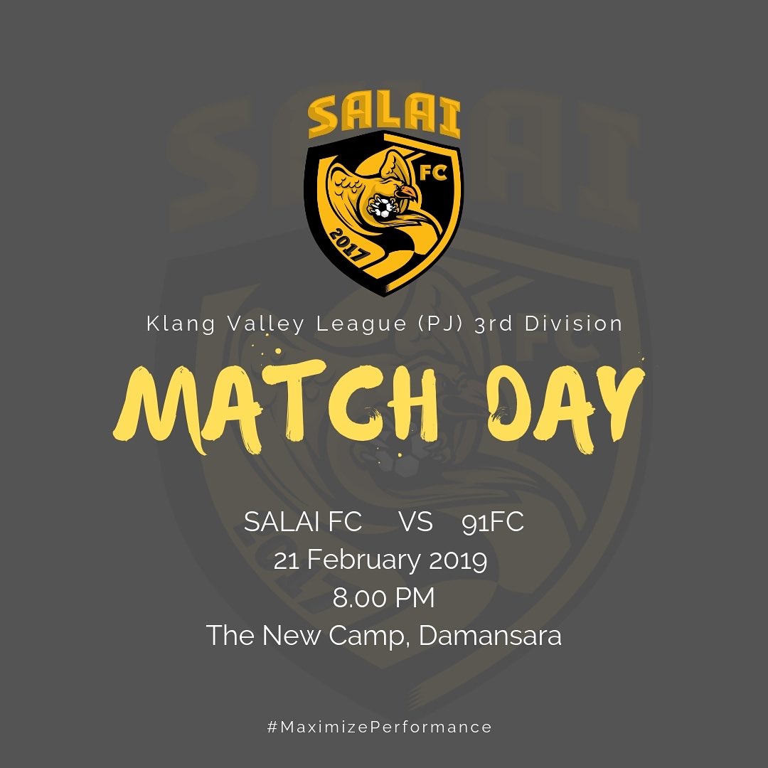 SalaiFC's tweet image. #Matchweek2
🛡 Salai FC VS 91 FC
📍 New Camp, Damansara
📅 Thursday (21/2/2019)
⌚ 8:00 PM

#MaximizePerformance