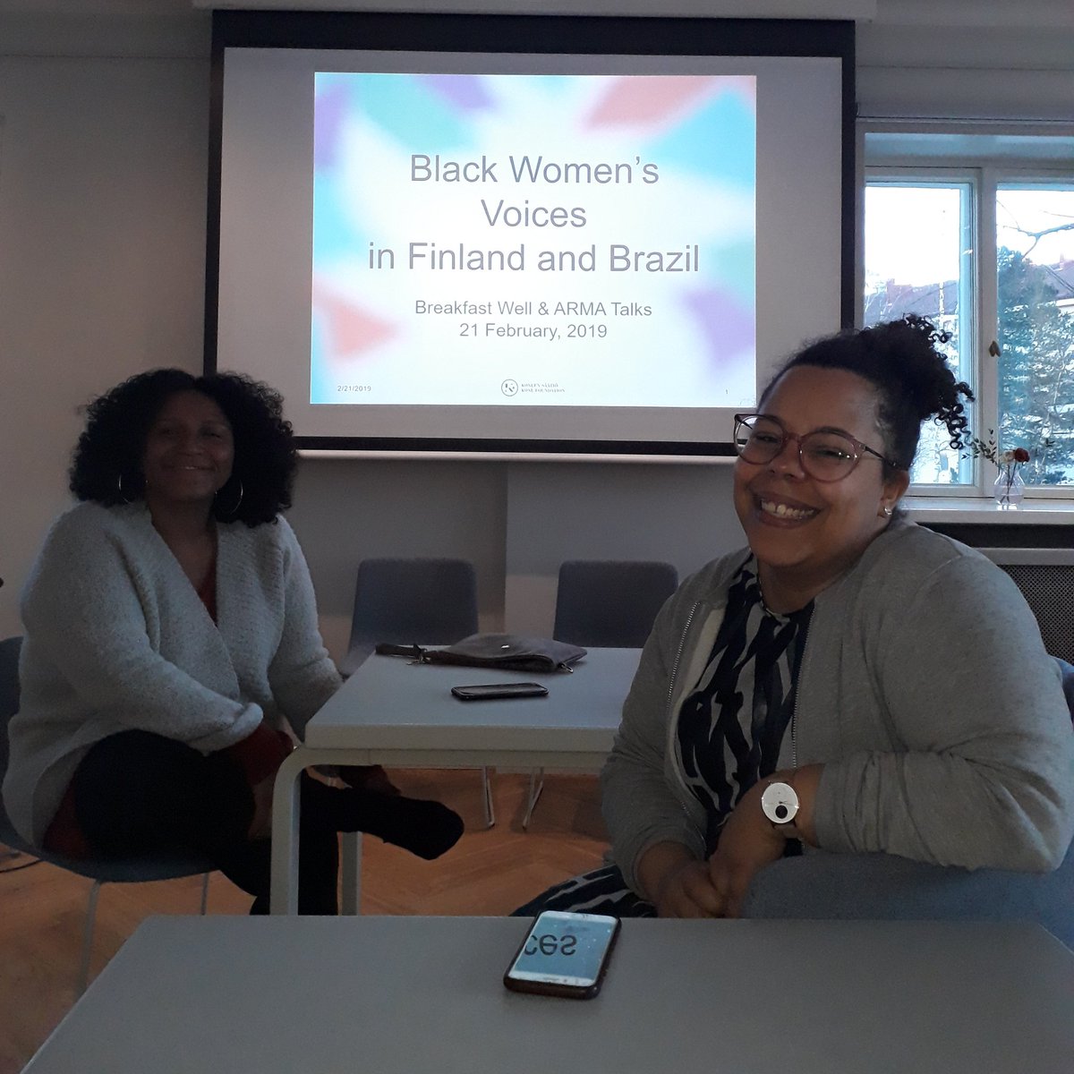 Olabi's <a href="/silvanabahia/">Silvana Bahia</a> and ARMA Alliance's Monica Gathuo at <a href="/KoneenSaatio/">Koneen Säätiö</a>'s Lauttasaari Manor. Breakfast Well about to start. 🔥🔥🔥