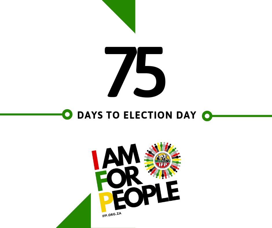 vote_ifp's tweet photo. [COUNTDOWN] 🇿🇦 #75 days until 8 May 🗳️ Make sure you are #RegisteredToVoteIFP by visiting https://t.co/xWc2mwjnLU    or an @IECSouthAfrica office near you! Have your say on the 8th of May by voting for a party you can trust 💚 #TrustUs #VoteIFP #8May2019 #IamForPeople ❌ https://t.co/m2au25L72O